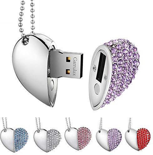 GARRULAX Cle USB, Premium imperméable clé USB2.0, 8Go / 16 Go / 32Go Cles USB Type de Coeur Diamant Stockage de données Haute Vitesse Memory Stick Pendrive