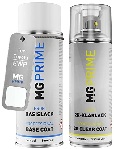 MG PRIME Vernice per auto Kit bombolette spray 2K per Toyota EWP Arctic White/Schaumweiss Bomboletta a spruzzo vernice di base 2 componenti vernice trasparente