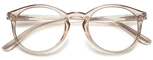 KOOSUFA Mode Anti Blaulicht Lesebrille Federscharnier Damen Herren Runde Lesebrillen Lesehilfen 0.0 1.0 1.25 1.5 1.75 2.0 2.25 2.5 2.75 3.0 3.5 4.0 (1x Durchsichtig Hellbraun, 1.0)