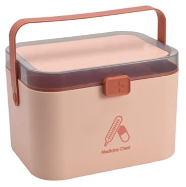 CUEYU Caja Medicinas Botiquin Casa Medicación Caja de Almacenamiento Caja de Primeros Auxilios vacía Caja de Almacenamiento con Compartimentos Pink,Small