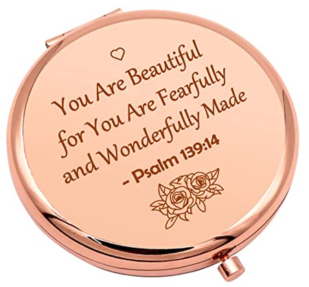 Inspirational Christian Gifts Verse Religious Gifts for Girls Sister Friends Encouragement Baptism Gift Compact Makeup Mirror for Her Motivational Gift Folding Makeup Mirror
