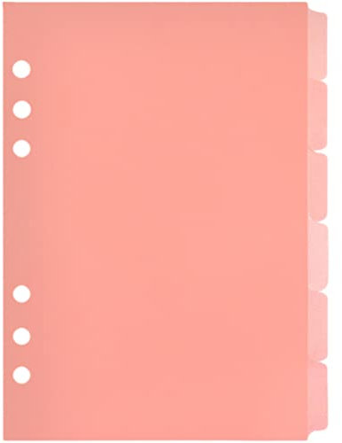 6Er-Pack Ordner-Trennblätter, Rosa A5-Kunststoff-Index-Trennblätter, Set Mit Registern, 6 Löcher, Seitentrenner, Binder-Tabs, Notizbuch-Trennblätter, Loseblatt-Notizblock-Tabs, Trennblätter
