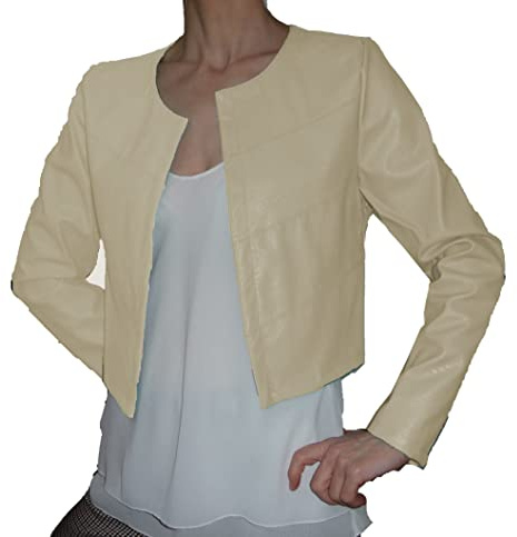 Fantasy Coprispalle Elegante Cerimonia Eco Pelle Finta Pelle Donna Ragazza Colorati Casual Semplice (L 44 IT, Beige)
