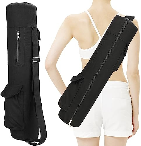 Nizirioo Multifunzione Borsa per Tappetino: Tappeto Palestra Borsa con Tracolla Regolabile, Facile da Pulire Porta Tappetino Yoga per Fitness, Pilates, Regalo Donna Sacca per Tappetino Yoga, Nero