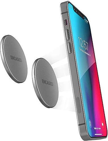 Encased magnetisk montering – var som helst iPhone-skivor (2-pack) designad för MagSafe, självhäftande telefonhållare – perfekt för bil, hem, kontor, husbil och mer (självhäftande baksida/0,13 tum