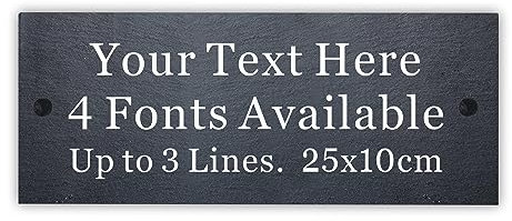 Personalised Plaque Slate House Signs Natural Slate Yard Garden Sign Plaques Welcome Sign Door Wall Signs Home Decor Gifts for Outside with Wall Fixings 25x10cm