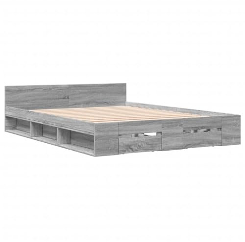 vidaXL Bettgestell, Bett mit Schubladen für Schlafzimmer, Bettrahmen mit Lattenrost, Schlafzimmerbett Doppelbett, Grau Sonoma 160x200cm Holzwerkstoff
