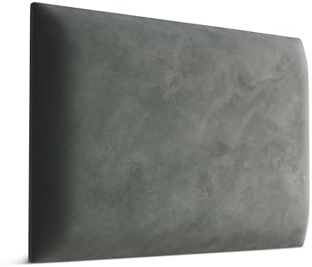 Muralo - Samt Wandkissen Stoff Polster-Paneel für Schlafzimmer Wohnzimmer Bett Wandpolster Bettkopfteil Lendekissen Modern Luxus Gepolstert Magic Velvet (Grau, 60 cm x 40 cm)