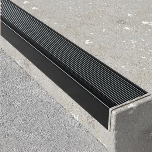 Nez De Marche Profilé D'escalier, Nez De Marche Antidérapeant, Forme En L Profil Des Bords Marches Antidérapant Bande De Bordure,Antidérapant Bande De Bordure, École Bureau Hôpital(Black,10x3cm)