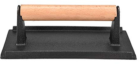 Pressa per Carne Peso per Bistecca Commerciale in ghisa Manico in Legno Griglia per Pancetta Pressa per Hamburger PRO per Griglie Piastre e Piastre