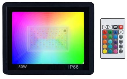 Rrlihjgu Projecteur LED Extérieur | Éclairage Puissant Extérieur - Projecteur Étanche Couleurs avec Télécommande Réglage Luminosité pour Jardin Terrasse