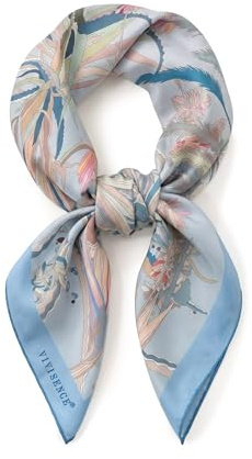 VIVISENCE Foulard En Soie Femme Carré 90X90 Cm Bords Roulottés Style Polyvalent