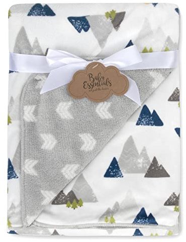 Sherpa Fleece Baby Blankets for Boys and Girls – Colorful, Reversible Baby Blankets for Newborns, Infants, Toddlers, and Nursery (Mountains & Arrows)