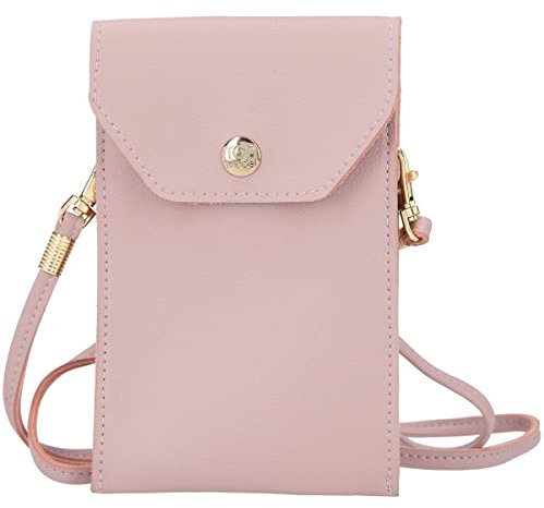 Depesche 11863 TOPModel - Handytasche mit 3 Innenfächern und einem Außenfach in Rosa, Umhängetasche aus genarbtem Kunstleder mit Träger-Schlaufe, einer weichen Innenseite und goldenen Akzenten