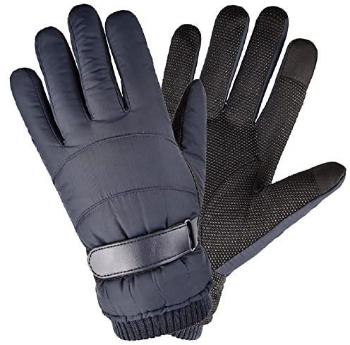 SOLO ACTFIT Gants Chauds d'hiver Gants Thermiques Imperméables et Coupe-Vent Gants de Ski Antidérapant Gants de Cyclisme à écran Tactile pour Vélo Ski la Course à Pied Escalade (Bleu, Taille Unique)