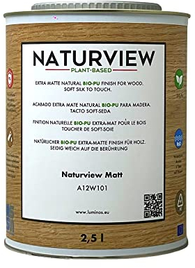 NATURVIEW Vernis en polyuréthane BIO à l'eau Pour Bois Interieur, toucher Soft-Soie. (2,5 litre, Mat) - Vernis incolore bois