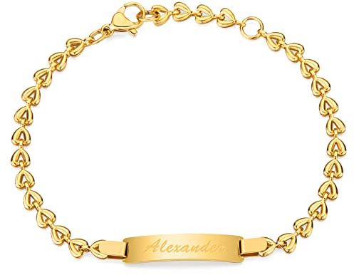 Tina&Co Personalized Baby Name Bracelet Customized 18K Gold Plated for NewBorn to Children Girl and Boy Personalized Baby Gift 2313B
