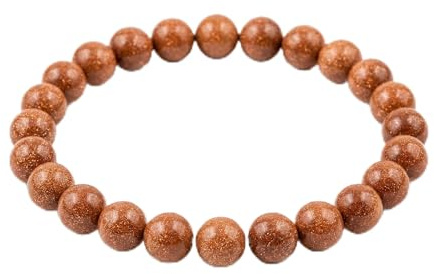 Guld Sandsten armband | 100% äkta naturstenar | bekvämt och elegant | koreanskt elastiskt snöre och smyckeskrin medföljer (Guld Sandsten, 8mm)