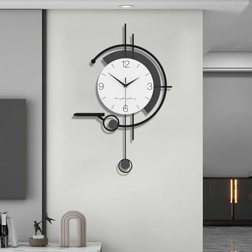 TWFJEL Moderno Orologio da Parete, Grande Creativo Orologio Decorativo Design Silenzioso Orologio da Muro con Tavolo Portaoggetti Semplicità Moda Art Deco per Soggiorno Camera da letto Ufficio Cucina