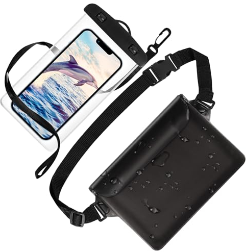 VFANDV wasserdichte Tasche, 2 Stück wasserdichte Handyhülle Unterwasser, Wasserdichter Beutel Bauchtasche Schutzhülle Kompatibel Mit iPhone 14 Plus/Galaxy S22, für Wassersport, Schwimmen, Bootfahren