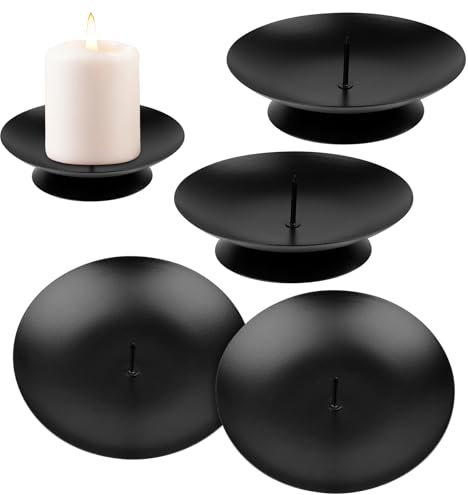 4 portacandele in metallo, per corona dell'Avvento, con spillo, Ø 6 cm, per decorazione da tavolo, Natale (nero)