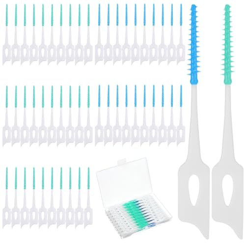 300 Stück Interdentalbürsten,Ymapinc Einweg Zahnseide Stick Blau Grün Zahnreinigung Zwischenräume Zwischenraumbürsten Interdentalbürste Zahnsticks für Die Reinigung Der Zähne