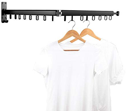 asdchZen Stendibiancheria Retrattile A Fisarmonica, 8 Aste, Stendino Pieghevole, Portasciugamani in Acciaio Inox da Parete per Balcone, Lavanderia (60 Cm)