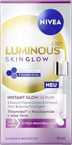 NIVEA LUMINOUS630 Skin Glow Instant Glow Serum, mycket effektivt, lätt ansiktsserum för strålande och jämn hud, ansiktsvård med tiamidol, niacinamid & aloe vera (15 ml)