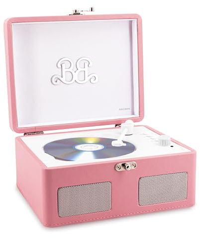 Lisciani - BARBIE Bärbar CD-spelare för tonårsflickor från 12 år - Retro fonografdesign - konstläderfodral ingår - USB-port - telefonanslutning - högtalare - rytmkänsla