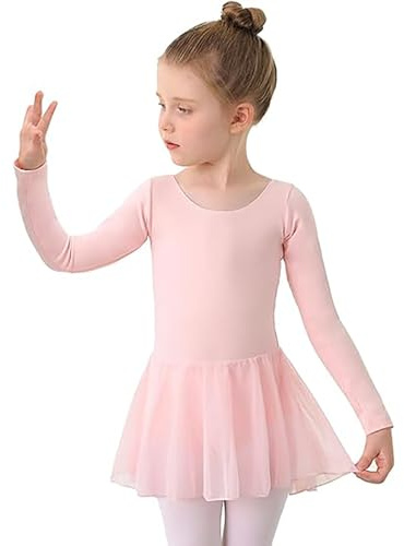 Conejo y erizo escuela primaria niña vestido de ballet manga larga maillot tutú traje para niños pequeños rendimiento práctica suave elástico cómodo rojo para niñas, Rosa., 3-4 años