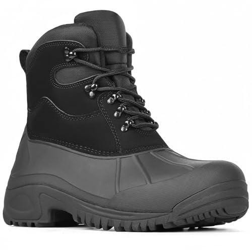 Furuian Winter Steel Toe Work Boots for Men Insulated Waterproof Work Boots for Men Steel Toe Shoes Mens Winter Snow Duck Booties