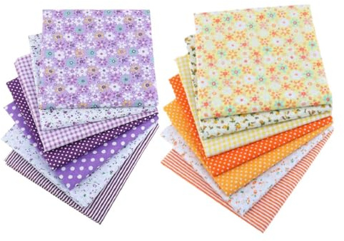 JUGUTA 14 Pièces Tissu 25Cm*25Cm Carré Patchwork Coton Mixtes Tissu Pour Diy Quilting, Loisir Créatifs