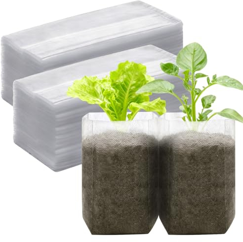 CHONGQILAO Bolsas de Cultivo de Plantas, 200 Piezas Bolsas de Vivero Biodegradables, Bolsa de Plántulas de Tela no Tejida, Bolsa de Vivero Planta de Plantación para Verduras, Flores, Frutas, Árboles