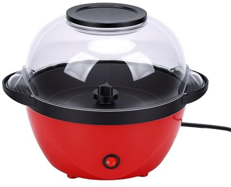 Fockety Popcornmaskin, 450 W Elektrisk Varmolja Popcornmaskin med Non-stick Tallrik och Omrörare, 10 Koppar 2,5 L Lätt Att Rengöra Popper Popcorn Popper för Hemmafester och Filmkvällar (#1)