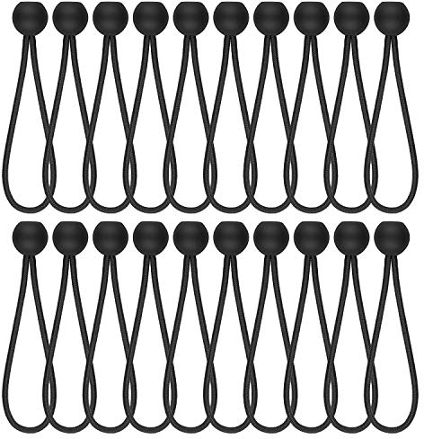 HUI JIN - Bolas elásticas de Lona Negra para toldo, banderines, Lonas, pabellones, Tiendas de campaña, Paquete de 25