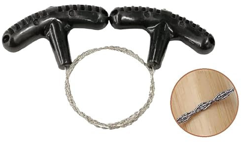 Sierra de bolsillo de acero inoxidable, sierra de alambre mejorada para madera y plástico, pequeña y manejable, ideal para exteriores, camping, etc.