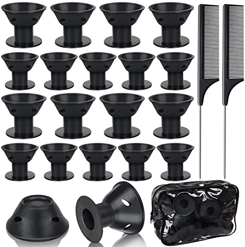 JULBEAR Silikon Lockenwickler, 60 Stück Lockenwickler über Nacht Groß Magie Lockenwickler mit 2 Kamm Locken Ohne Hitze für Lange Kurze Haare(Schwarz)