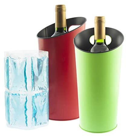 Koala Spain (2 pezzi) Refrigeratori Bottiglia di Vino o Cava, Metallico con Manico, Colori Rosso e Verde, Gel Cooler Made in Spagna
