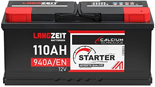 LANGZEIT Autobatterie 110Ah 12V 940A/EN Starterbatterie Batterie ersetzt 100Ah 105Ah