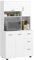 HOMCOM Küchenschrank Hochschrank mit 3 Offenen Fächern, 4 Türen und 3 Schubladen Buffetschrank Vitrinenschrank Mikrowellenschrank mit Verstellbaren Ablagen, Weiß, 89 x 39,5 x 168 cm