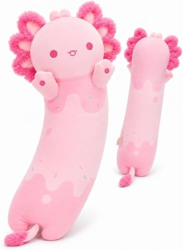 Mewaii Long Cat Plush Pillows Stuffed Animals Squishy Pillows - Plushie Cute Kitty Sleeping Hugging Plush Pillow Soft Toys for Kids(Pink), 28inch/70cm