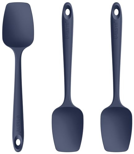 U-Taste 250 ℃ Värmebeständig Silikon Spatel Sked Set med 3 (Midnattsblå) | BPA-fri Flexibel Silikonskrapa – för Matlagning, Bakning, Skrapning & Blandning. Skonsam mot Non-stick och Wok
