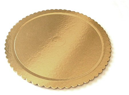 Dream' s Party Vassoio Tondo ALA oro/nero in cartone - Piatto Sottotorta con smerlo rigido circolare - portatorta - ideale per il trasporto di torte e dolci (Ø45cm)