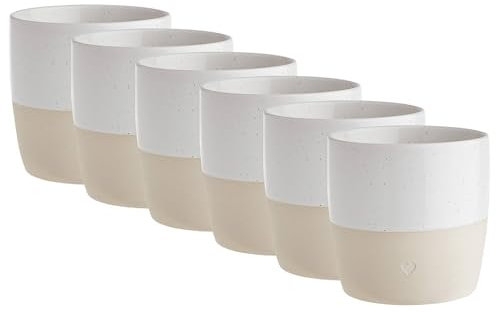 BUTLERS 6er Set Tassen ohne Henkel Herz 350ml Steingut Becher -ME TIME- Mikrowellen- & spülmaschinenfester Kaffeebecher, ideal auch als Tee-, Latte Macchiato- oder Cappuccino Tasse
