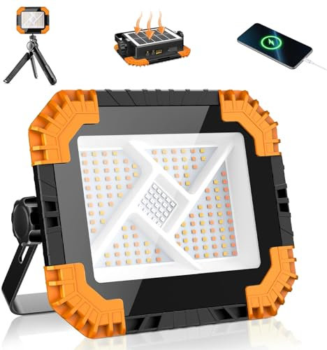 Linke Faro LED Ricaricabile USB & Solare con 20000mAh Batteria 4 Modalità 2 Luminosità Luce da Lavoro Portatile, Power Bank, IP66 Impermeabile per Campeggio, Manutenzione, Pesca, Emergenza