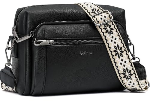 HILAEX Umhängetasche Damen mit Anti Diebstahl, Handtasche Damen Mittelgroß mit 4 Fächern, mit Verstellbar Abnehmbar Breiter Gurt