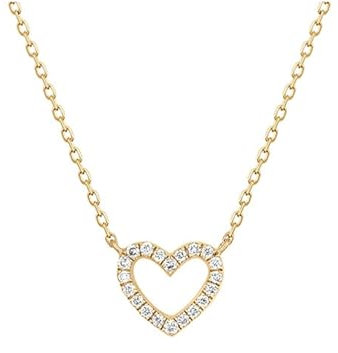 Vroxdrez Minuscolo Cz Cuore Collana, Ciondolo Oro Strass, Collana Cuore Vuoto con Diamanti Sintetici, Gioiello Elegante per Donna e Ragazza