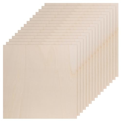 15 Pack Basswood Sheets, 300x300x3mm Unfinished Thin Wood Boards for Woodcraft Models, DIY Crafts, Painting, Engraving, Stenciling, Home Decor (300x300x3mm)