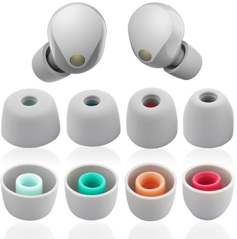 Juego de 4 Pares de Almohadillas de Silicona para Auriculares compatibles con Sony WF-1000XM5, WF-1000XM4, WF-1000XM3, WF-C700N, Juego de Almohadillas de Silicona Suave (Gris)