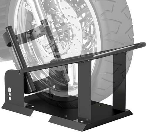 HOMCOM Bloque roue moto, cale roue moto en acier, support de transport avec 3 trous réglables en hauteur, compatible avec les roues de 381 à 533,4 mm, noir